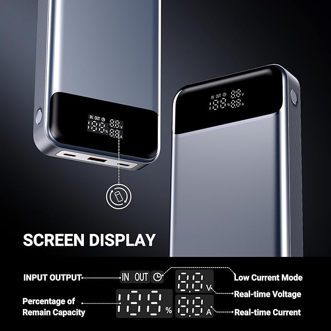 280W Power Bank, 24,000mAh 3-Port Laptop Portable Charger(88.8Wh), Digital Display, Compatible with MacBook Pro/Air, iPhone 16/15/14/13 Series, Vision Pro, Samsung, SteamDeck, Dell, AirPods, Tablet