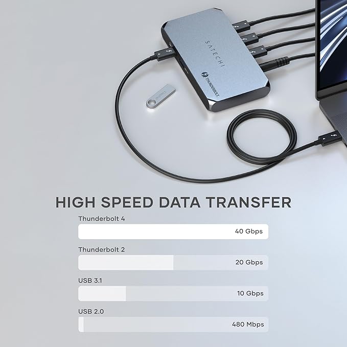 Satechi Thunderbolt 4 Dock Slim Hub Pro, USB C 100W Charging, Single 8K or Dual 4K Display, 4 Thunderbolt 4 Ports, USB 3.2 Gen2, for Mac/Windows, MacBook Pro/Air M4/M3/M2/M1, Dell, Surface, Lenovo