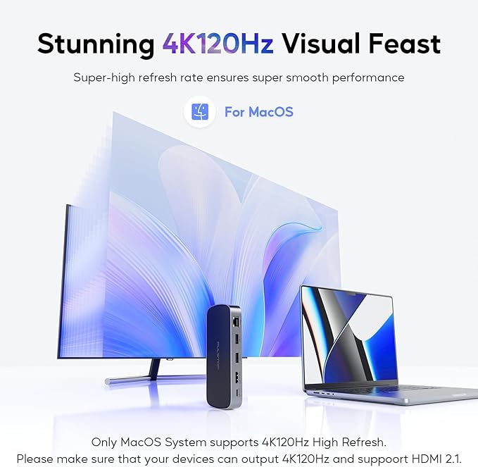 Laptop Docking Station, 9 in 1 USB C Mini Dock with 4K@120Hz/8K@30Hz HDMI, 2.5G LAN, 100W PD, USB A/C 10Gbps, SD/TF 4.0, USB C Hub Compatible with Thunderbolt 3/4 and Full-Type-C Laptops