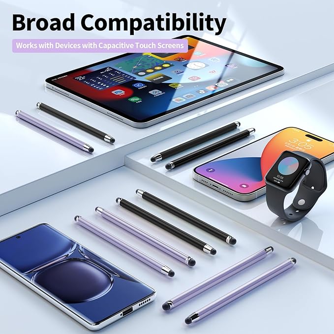 10 PCS Stylus,Stylus Pen for Touchscreen,Stylus 2-in-1 High Sensitivity & Precision Suitable for Touch Screens of iPhone/ipad/Android Tablets(10 Stylus Pen Purple/Black + 20 Tips)