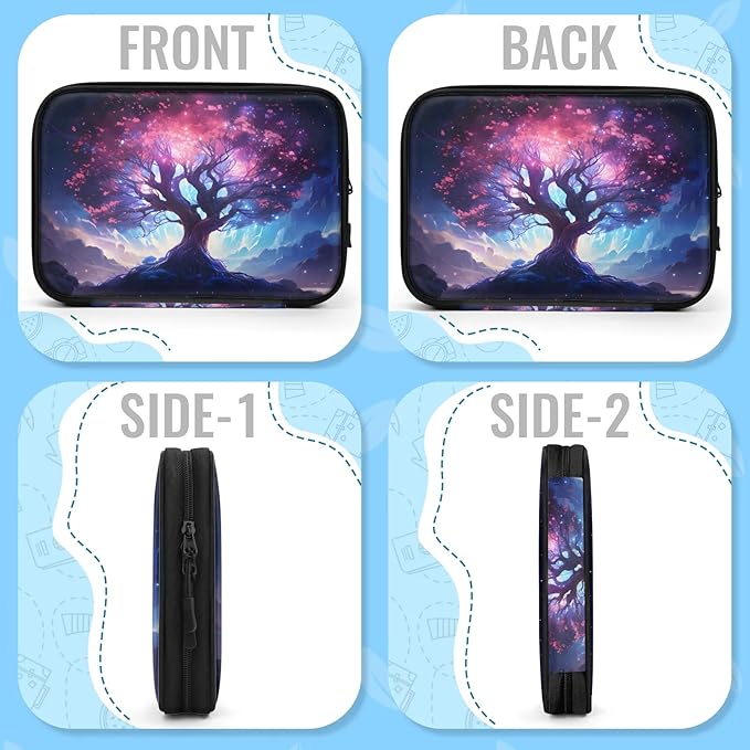 Tree of Life Electronics Travel Organizer Case, Tech Accessories Cable Storage Bag for Cords, Charger, Phone, Hard Drive