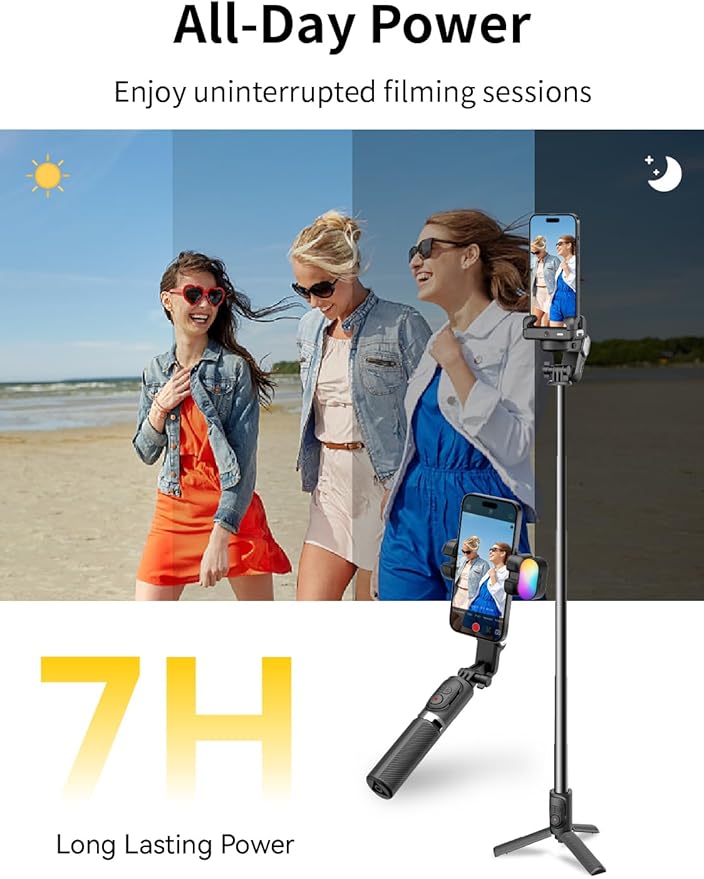 Gimbal Stabilizer for Smartphone, 4 in 1 Phone Gimbal w/360° Rotation for iPhone/Andriod Sefie Stick Tripod w/Auto Face Tracking and Wireless Remote for TIK Tok YouTube Vlogging-M1 Pro Black