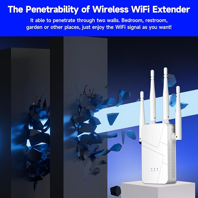 2025 WiFi Extender Signal Booster for Home, 15000sq.ft Wireless Internet Repeater, Long Range WiFi Booster and Signal Amplifier w/Ethernet Port, WiFi Router Extender Support 99% Devices, 1-Tap Setup