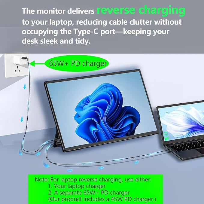 1080P Portable Monitor 24" 120Hz Travel Monitor 120% sRGB External Second Screen for Desktop Laptop Mini PC MacBook W/Stand HDMI USB-C Gaming Display for PS5/Xbox (OS24-1080P)