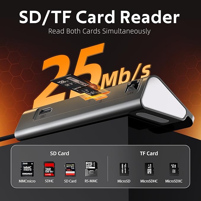 USB C Hub Ethernet,10-in-1 USB C Docking Station with 4K@6Hz HDMI,1Gbps Ethernet, PD 100W,Type C & 2 USB A 3.2 10Gbps, 2 USB A 2.0, SD/TF, Aluminum USB Hub for Laptop,PC, iPhone 16/15,Mac