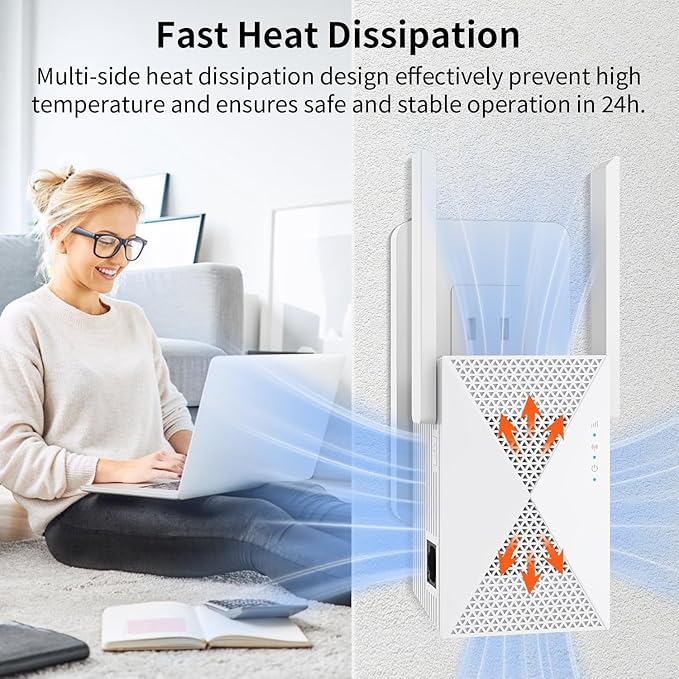 2025 Fastest WiFi Extender Signal Booster - Coverage Up to 9999 sq. ft, Easy Setup, Long Range WiFi Extender, Ethernet Port & Access Point, and Stable Internet Performance with 60+ Devices