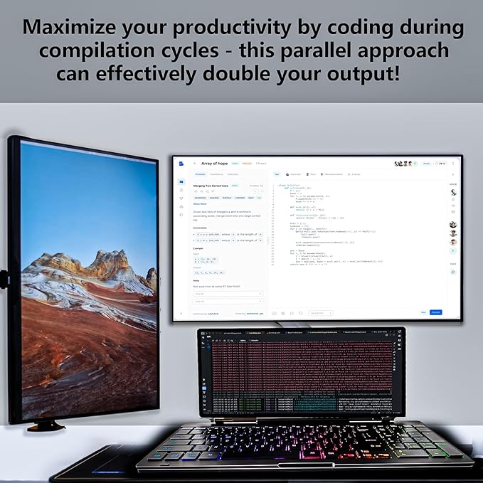 Portable Touchscreen Monitor with Silent Keyboard 12.8-inch Ultra-Slim Stretched Bar Screen Folding FHD 120% sRGB, USB-A/C Compatible Screen for Computers, Laptops, Mini PCs, Consoles, Phones