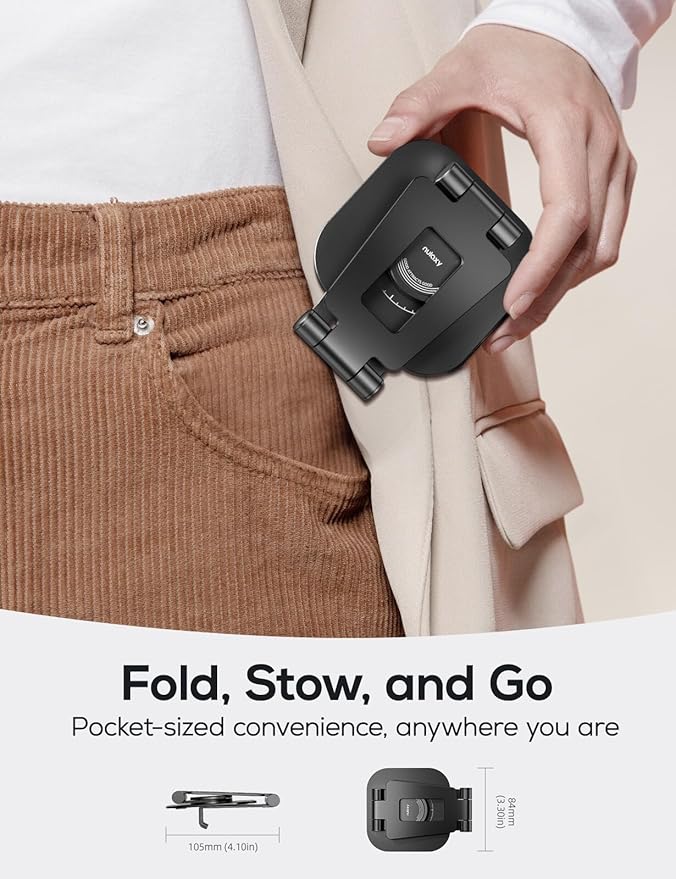 Nulaxy 2-Pack 360 Rotating Phone Stand, Fully Adjustable Foldable Phone Holder, Aluminum Desktop Cradle with Anti-Slip Base, Office Accessories Dock for All Phones with Thick Case, Black