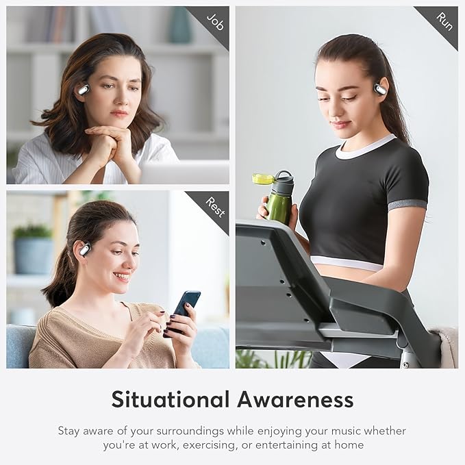 EUQQ Open Ear Bluetooth 5.4 Earbuds, Wireless Headphones Sport Over Earphones Built-in Mic with Ear Hooks, 50H Playtime Ear Buds Fast Charging, IPX7 Waterproof for Running/Workout, Black