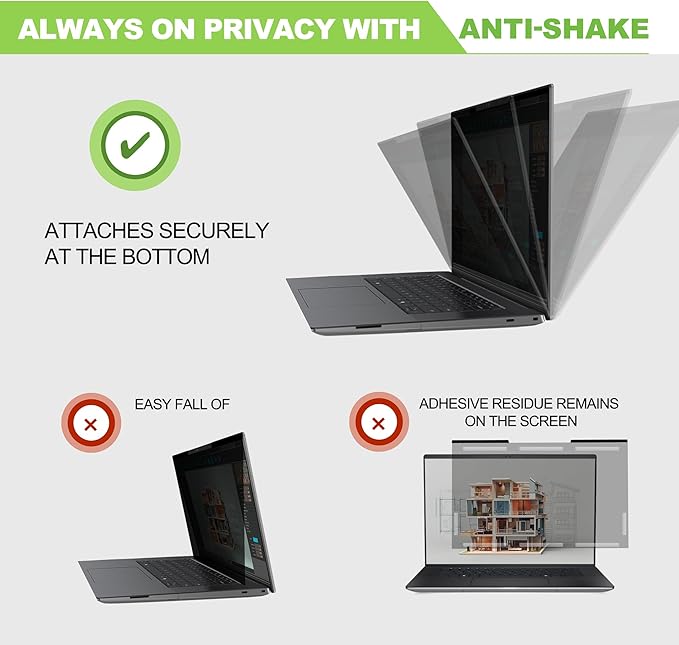 Magnetic Laptop Privacy Screen 14 inch for 16:9 Computer Monitor, Removable Anti-Glare Screen Privacy Shield, Screen Filter and Protector for Laptop (12 3/16" × 6 7/8"), Fits (FHD 1920 × 1080)