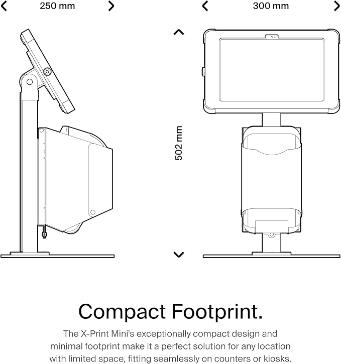 SPROCKET X Print Mini Desktop Tablet Stand with Brother QL Label Printer Integration - Professional iPad Stand for Desk That Reimagines Visitor Management and Check-in - Compatible with iPad 10.2