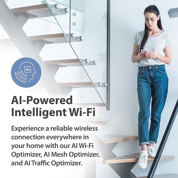 D-Link AX3000 WiFi 6 Mesh Router - Contemporary Ecofriendly Design - High-Performance - Feature Rich - AI Enabled - Parental Controls – Covers up to 2800+ sq. ft – Expandable Mesh (M30)