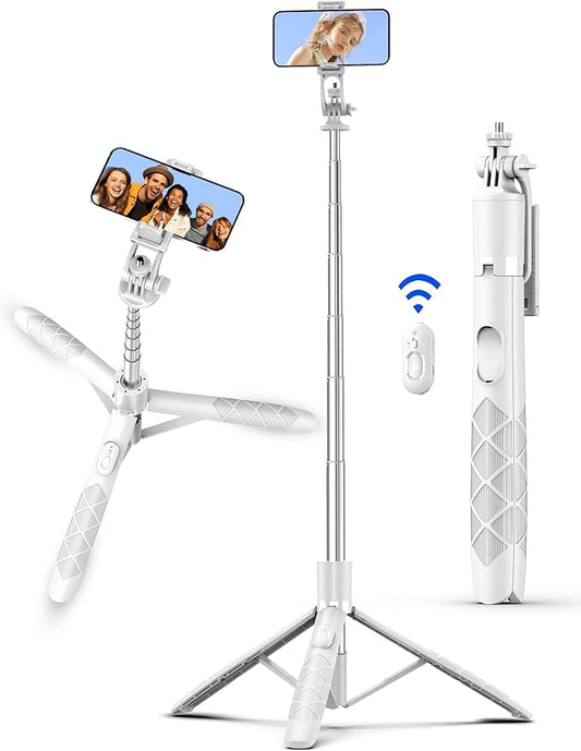 71" Phone Tripod Selfie Stick, All-in-1 with Remote, Extendable Cell Phone Tripod for iPhone, Smartphone Stand for Selfie/Video Recording/Photo/Live Stream/Vlog