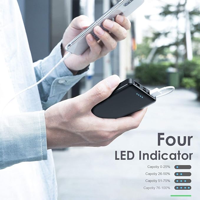 [2 Pack]Portable Charger Power Bank 10000mAh,Ultra Slim Portable Phone Charger with USB C Input & 2 Output Backup Charging External Battery Pack Compatible with iPhone 16/15/14/13/12,Android Phone etc