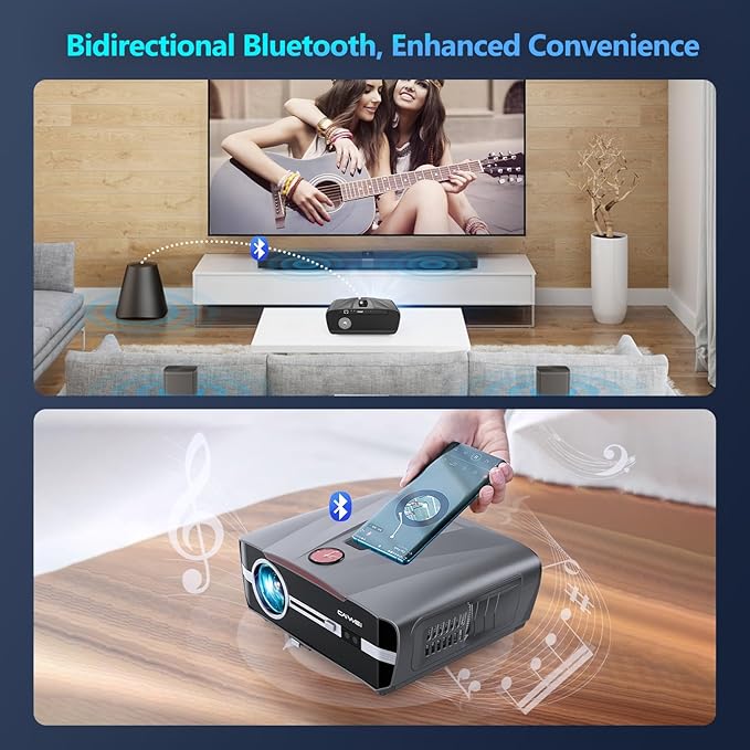 Ultra HD 4K Projector Auto Focus HDR WiFi6, Smart LED WiFi Bluetooth Projector 4K Daylight Home Cinema Movie Gaming 1500ANSI Ceiling Mounted Indoor Outdoor with Auto Keystone Zoom HDMI USB LAN Apps