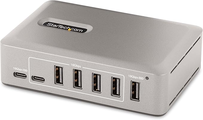 StarTech.com 10-Port USB-C Hub - 8X USB-A/2x USB-C - Self-Powered w/65W Power Supply - USB 3.1 10Gbps - Desktop/Laptop USB Hub w/USB-IF Certified 3ft Locking Cable, USB C Splitter, TAA