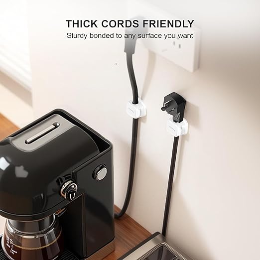 48 Pack Magnetic Cable Clip Organizer Cord Holder, Picozon Adhesive Cable Management, Wire Phone USB Charger Cable Holder, Keeper Organizer for Office Home Desktop Table - White