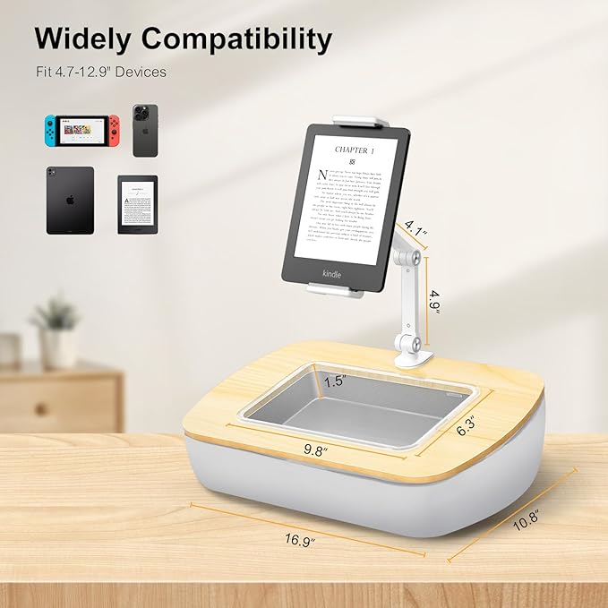 UPERGO Tablet Kindle Stand Pillow, iPad Pillow Holder for Lap with Soft Bean Bag, Fits 4.7 to 12.9 Inch Tablets, Ideal for Hands-Free Reading and Relaxation on Sofa, Couch, Bed, Car