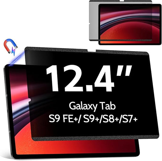 Magnetic Privacy Screen Protector for Samsung Galaxy Tab S9 Plus/Tab S9 FE+ Plus/S7 FE 5G / S8/S7 Plus 12.4 Inch Filter Anti Glare Blue Light Screen Removable Screen Protector,Anti-Spy,Bubble Free
