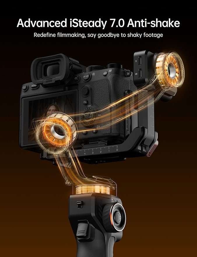 hohem iSteady MT2 Kit Gimbal Stabilizer for Camera, 3-Axis Gimbal for Mirrorless/Pocket/Action Camera/Smartphone, AI Tracker, Magnetic Fill Light Stabilizer, Available for Canon/Nikon/Sony