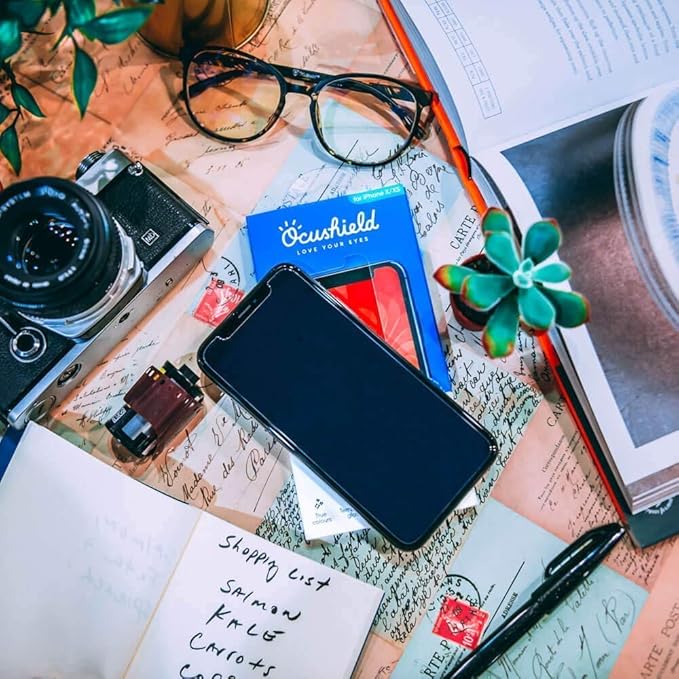 Ocushield Anti Blue Light Tempered Glass Screen Protector for iPhone SE - Protect Your Eyes Reduce Migraines & Improve Sleep