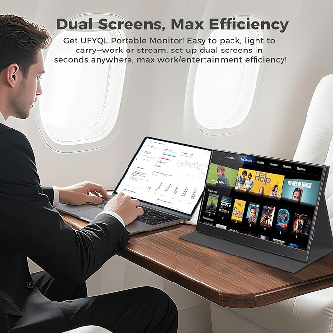 Portable Monitor 15.6-Inch FHD 1080P IPS with HDR for Gaming, USB-C/HDMI Extended Screen, Ultra-thin Plug&Play, with Case & Speakers, for Laptop MAC PC Phone DVR PS4/5 Xbox Switch