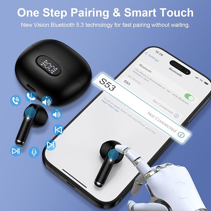 Wireless Earbuds Bluetooth Headphones for Samsung Galaxy S25 Ultra S24 S23 S22 S21 S20 FE A16 5G A15 A14 A56 A55 A54 A36 A35 A34 A26 A25, Wireless Charging Case Digital Display Ear Buds with Deep Bass