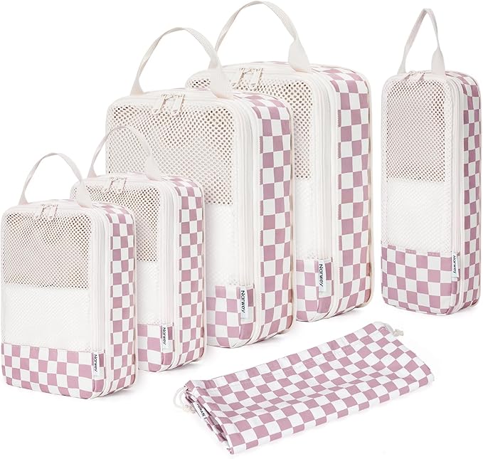 Narwey 6 Set Compression Packing Cubes for Travel Kids Women Carry on, Packing Organizers Bag for Backpack Luggage Suitcase Duffle Bags