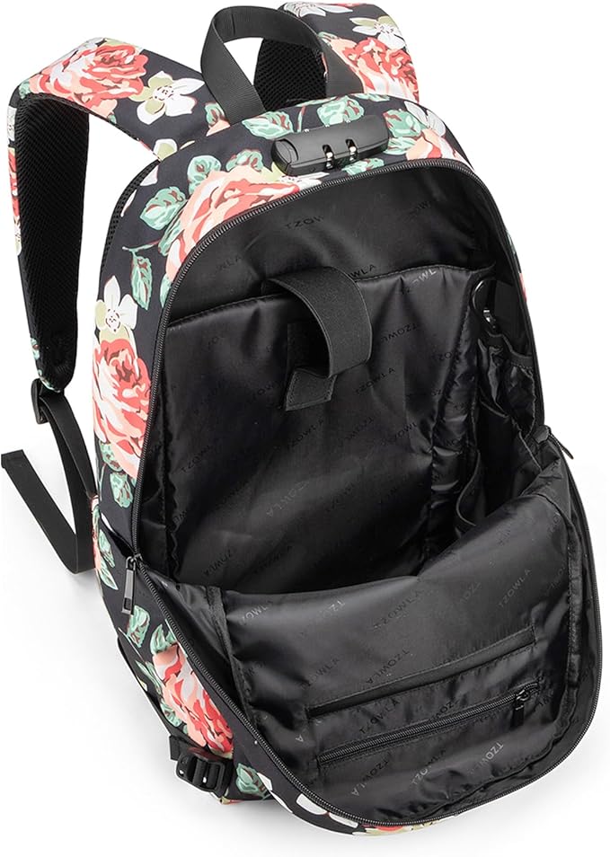 Tzowla Backpack Purse for Women, Stylish Travel Casual Daypack, Work Shopping Bag Light Weight For Men Fits 15.6 Inch Laptop Netbook- Flower