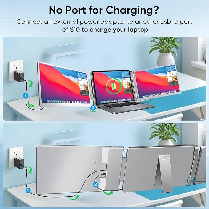 15.6" Laptop Screen Extender, FHD 1080P IPS Portable Monitor for Laptops 12~18.5 inch, Triple Screen Laptop Monitor Extender Display, Plug & Play with USB-C HDMI for Windows/MacBook/PS5/Switch/PS4