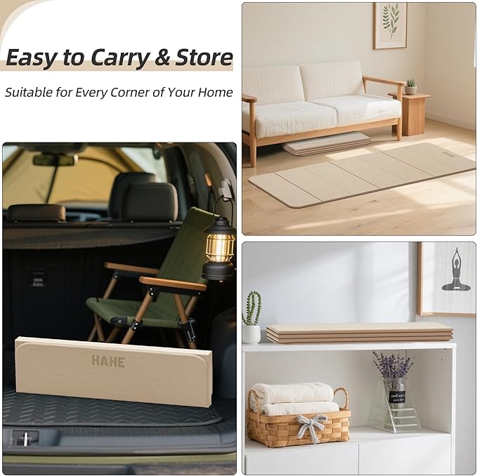 Foldable Yoga Mat, 74"Lx32"Wx1/3"Thick, Folding Exercise Mat, Non-slip Wide Pilates Mats for Home Workout/Travel, Portable Yoga Mat Thick for Yoga/Pilates/Camping/Floor Exercises