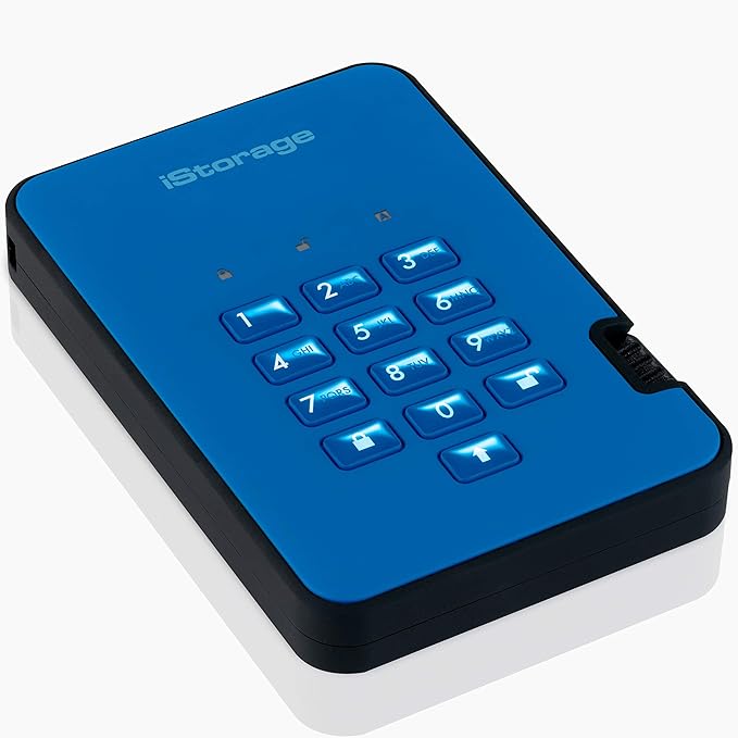 iStorage diskAshur2 SSD 512GB Blue | Secure portable solid state drive | Password protected | Dust & water resistant | Hardware Encryption