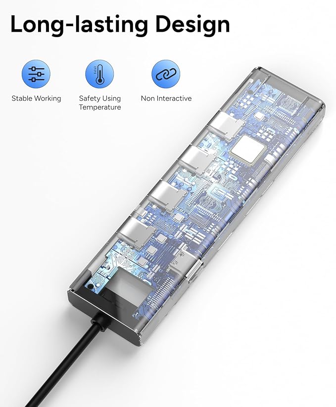 USB C Hub 10Gbps, 4 Ports USB 3.2 Adapter with 4 USB-C 3.2 Ports, 100W Power Delivery, High Speed Multiport Splitter Compatible with MacBook Pro/Air, iMac, iPad Pro