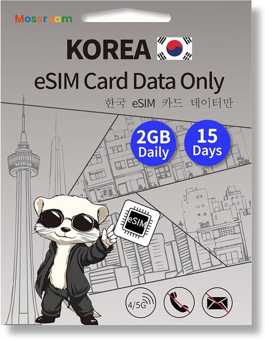 South Korea eSIM Card – Prepaid Data Plans | Day Pass 2GB Daily Data,15 Days | High-Speed 4/5G LTE | Ideal for Travelers