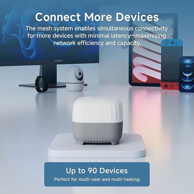 DBIT AC1200 Whole Home Mesh WiFi System, Covers up to 4,000 Sq Ft, Dual-Band 1200Mbps Mesh Network for 90 Devices, Replaces Wireless Router and WiFi Extender, 4 Gigabit Ports per Unit (D-MAC3, 2-Pack)