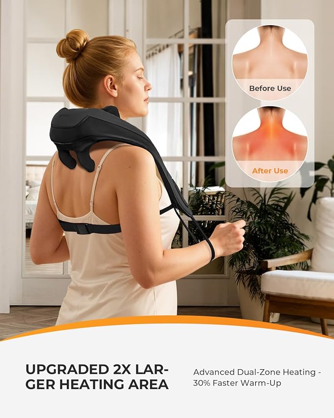 CooCoCo Upgraded Cordless Neck Massager - FSA Eligible, Back Massager for Pain Relief Deep Tissue,Shoulder Massager with Heat,6D Shiatsu Kneading,HSA Electric Rechargeable Massager,Gifts for Men Women