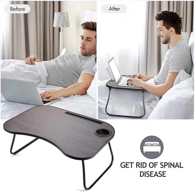 LORYERGO Lap Desk for Laptop, Laptop Lap Desk with Slot for Phone & Tablet, Lap Table for Bed, Suitable as Breakfast Tray, Writing Desk, Drawing Table for Floor & Bed