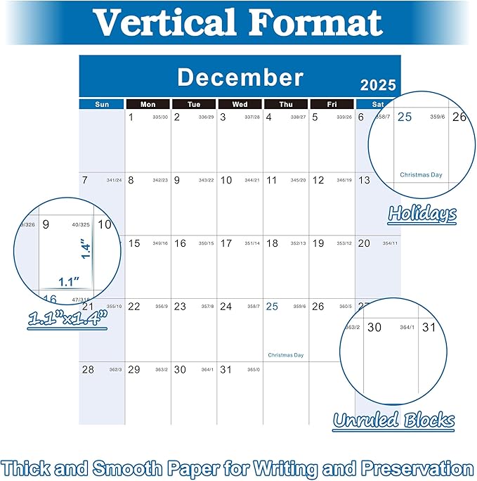 2025-2026 Yearly Wall Calendar - annual calendar 2025-2026, 2025-2026 Yearly Wall Calendar&Planner with Thick Paper, July 2025 - June 2026, X Large, 34.7" x 22.8", 2025-2026 Yearly Planner (2025-2026 Yearly Wall Calendar - Blue)