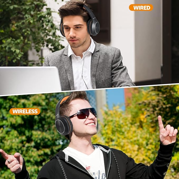 Bluetooth Headphones Over Ear, 68H Playtime and 3 EQ Music Modes Wireless Headphones with Microphone/Deep Bass, HiFi Stereo Foldable Lightweight Headset for PC Home Travel Office