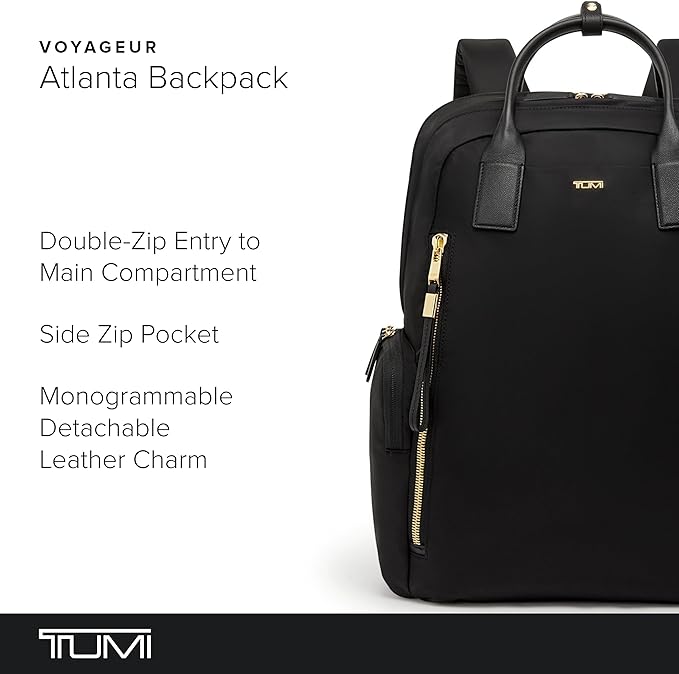 TUMI - Voyageur Atlanta Backpack - Travel Backpack for Women - For Business, Commute - Holds Up to 17" Laptop - Black & Gold Hardware