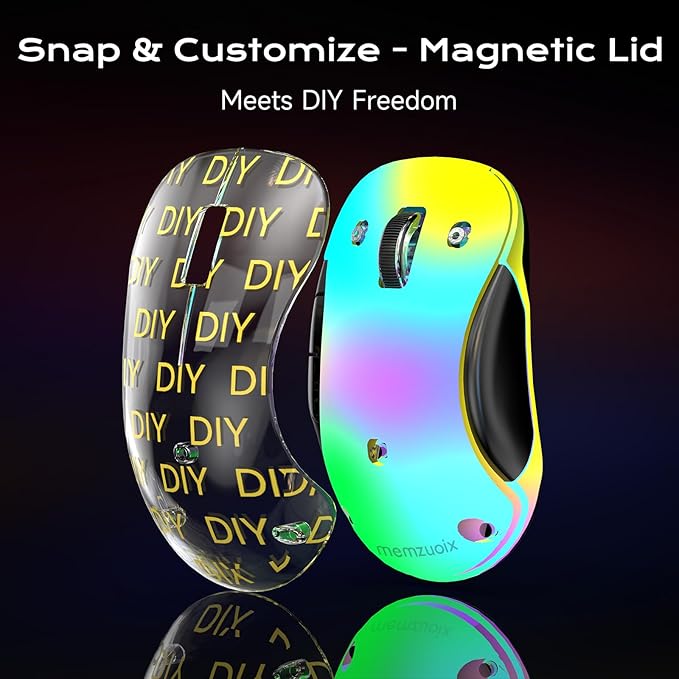 memzuoix 2.4G LED Wireless Mouse, Rechargeable Ergonomic Mouse with Detachable Cover, 1200 DPI Portable Optical Computer Mouse with USB Receiver for Laptop, PC, Desktop and MacBook, 5 Buttons