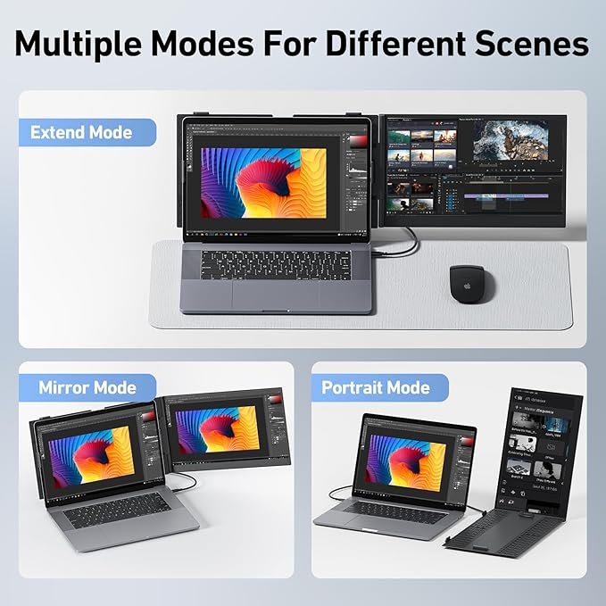 Vixtan Laptop Screen Extender, 14" FHD 1080P Portable Dual Monitor, Ultra-Thin 1.3lbs Plug & Play for 13"-17" Laptops