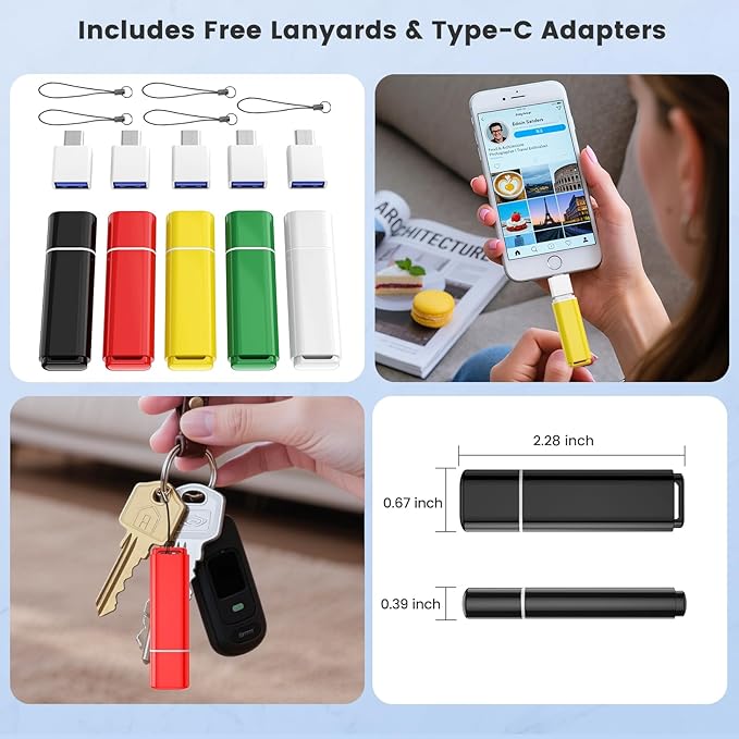 ABLAZE 32GB USB 3.0 Flash Drives 5 Pack with Type C Adaters, Thumb Drives 32GB USB Sticks Memory Sticks Pendrives for PC/Smartphones/Computer