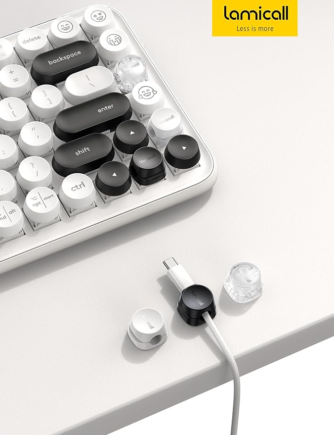 12Pack Cord Organizer [1s Lock] Spring Cable Holder Clips - Lamicall Desk Cord Management Clips, [Smooth Adjustable] Phone Charger Cable, Adhesive Wire Keeper for Nightstand Wall Car Office