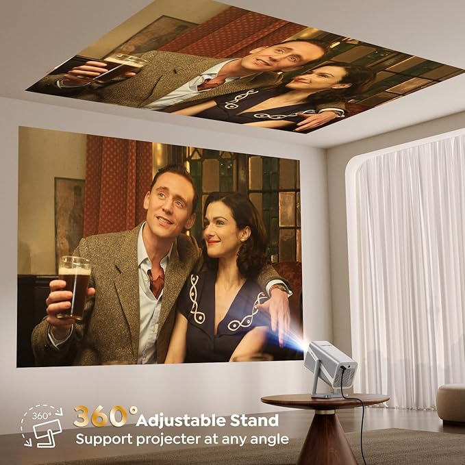 [Netflix-Licensed/Auto Focus/360°Adjustable Stand]Smart-Projector-4K with WiFi 6 and Bluetooth5.2, Native 1080P Mini Portable Projector, Dolby Audio/Auto Keystone/Zoom, TOPTRO Outdoor Movie Proyector