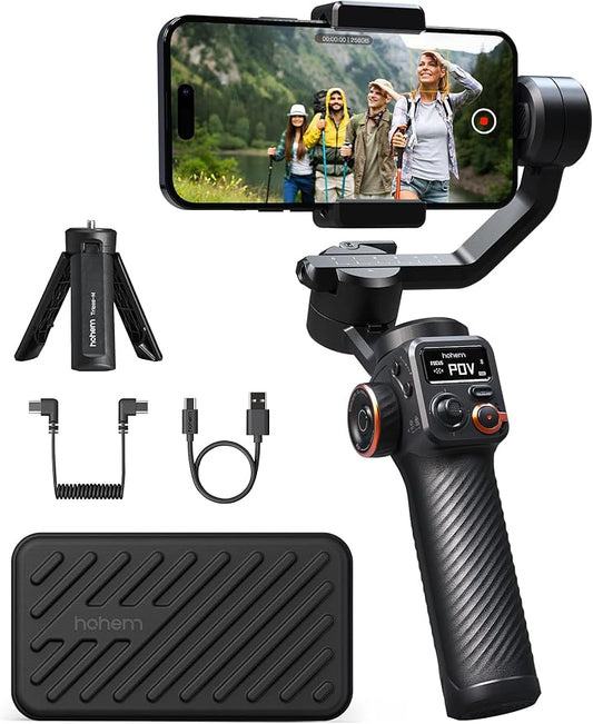 hohem iSteady M6 Gimbal Stabilizer for Smartphone, 2023 Upgrade 3-Axis Phone Gimbal for iPhone 14 Pro Max & Android, 360°Infinite Rotation, OLED Display for Video Recording