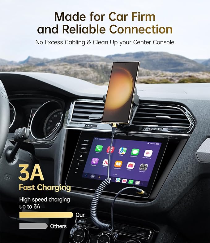 USB C Cable Fast Charging, 2Pack 3ft Coiled USB A to Type C Charge Cord for Car USB-C Charging Cable Compatible with iPhone 17/16/15/Pro/Samsung Galaxy S20 S10 Note 10 and Other USB C Devices-Gold