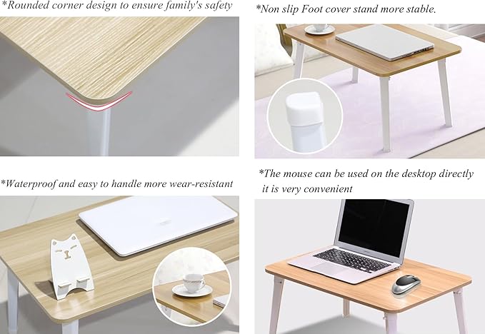 Folding Lap Desk for Bed, 23.6 Inch Portable Laptop Stand for Couch, Bed & Floor | Bed Tray Table for Eating, Writing, Reading | Foldable Sturdy Laptop Desk for Adults, Black