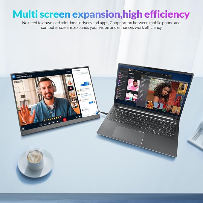 Rii Portable Gaming Monitor, 16" 144Hz QHD 2.5K 2560X1600 16:10 FreeSync 100% sRGB, IPS HDR USB-C HDMI Display, Travel Monitor for Laptop PC Phone Mac Game Console, VESA Mountable, with Kickstand