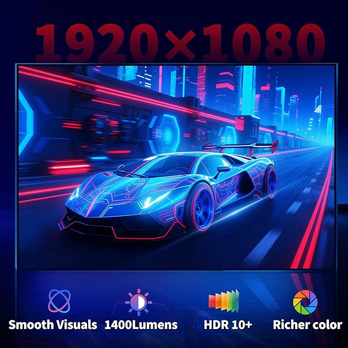 [Netflix-Licensed Projector] Projector 4K , 1080P Smart Mini Projector with WiFi & Bluetooth, Portable Outdoor Projector Auto Focus & Keystone, 270° Adjustable Stand for Home Movie Projector - Black